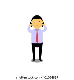set of businessman vector character with different pose