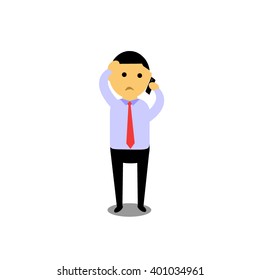 set of businessman vector character with different pose