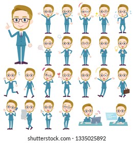 A set of Businessman with who express various emotions.There are actions related to workplaces and personal computers.It's vector art so it's easy to edit.
