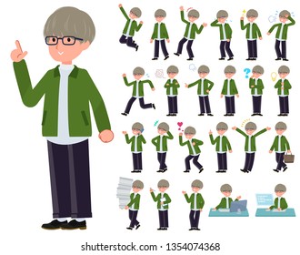 A set of businessman with who express various emotions.There are actions related to workplaces and personal computers.It's vector art so it's easy to edit.
