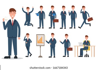 set Businessman working character design . Vector
