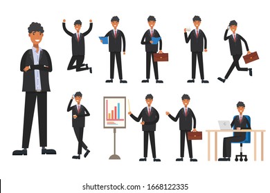 set Businessman working character design . Vector