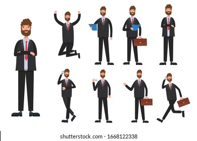 set Businessman working character design . Vector