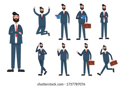 Set BusinessMan Working Character Design . Vector