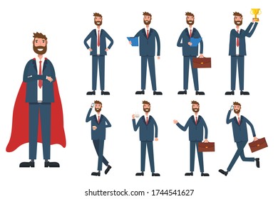 set Businessman working character design . Vector