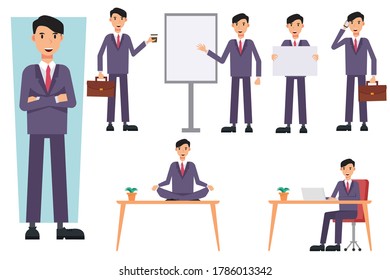set Businessman working character design . Vector
