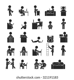 Set of businessman working , Human pictogram Icons , eps10 vector format