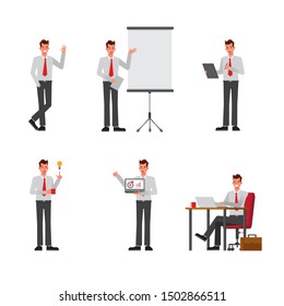 Set of businessman working vector design.
