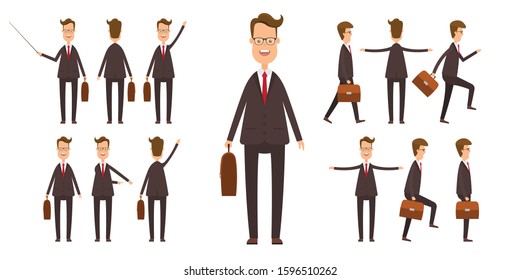 Set of businessmans in different positions vector illustration in flat design