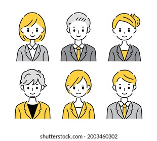 A set of businessmen and businesswomen.
