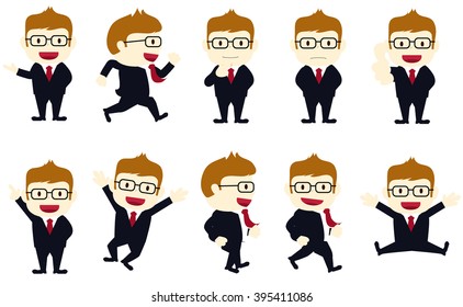 a set of businessmen with different poses