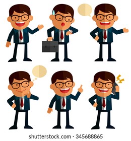 set of businessmen in different position