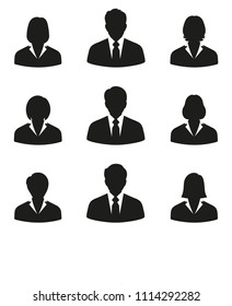 set of businessmen men and women on a white background