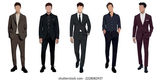 Set of businessmen on a white background in business suits in a flat style. set of vector illustrations of stylish and fashionable men