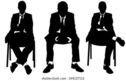 set of businessmen sitting on chairs
