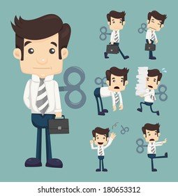 Set of businessmen with wind-up key , eps10 vector format