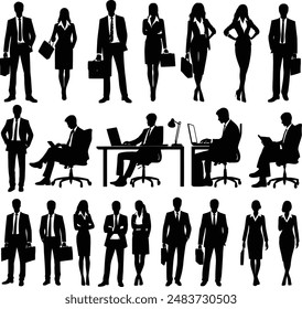 Set of Businessmsn Vector Silhouette Illustration