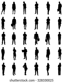 Set Of Businesspeople Icons Silhouettes. Vector Image