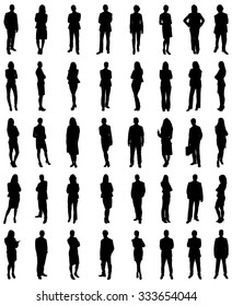 Set Of Businesspeople Icons Silhouettes. Vector Image