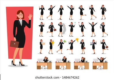 Set of Businesswoman character design. Vector illustration.