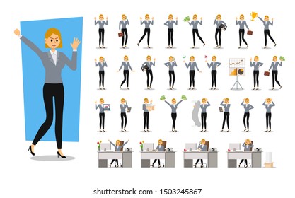 Set of Businesswoman character design. Vector illustration.