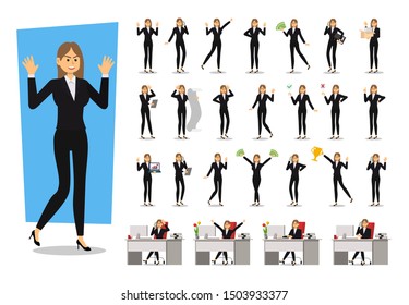 Set of Businesswoman character design. Vector illustration.