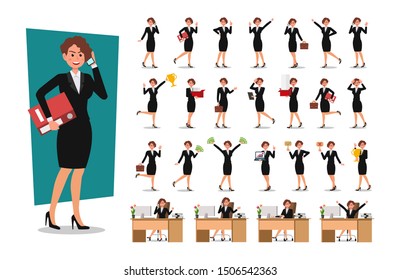 Set of Businesswoman character design. Vector illustration.