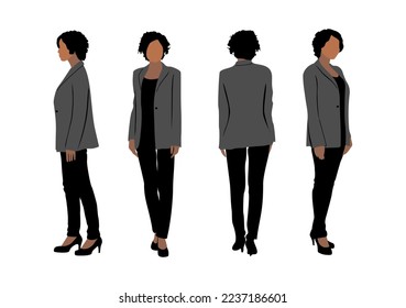 Set of Businesswoman character in different poses. Attractive girl