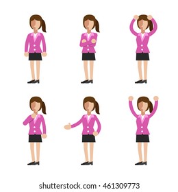 Set of businesswoman character poses