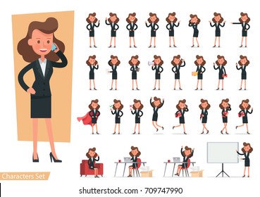 Set of Businesswoman character vector design.