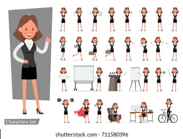 Set of Businesswoman character vector design.