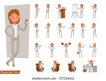 Set of Businesswoman character vector design.