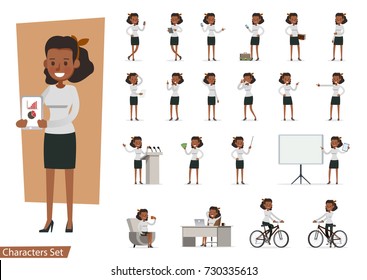 Set of Businesswoman character vector design. 