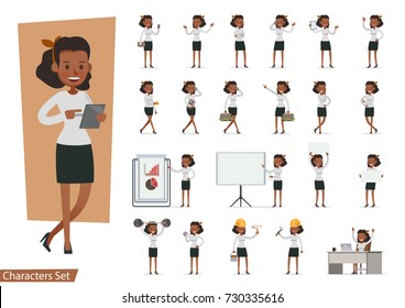 Set of Businesswoman character vector design. 