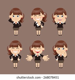 Set of businesswoman characters in different poses