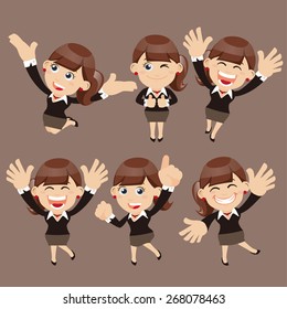 Set of businesswoman characters in different poses