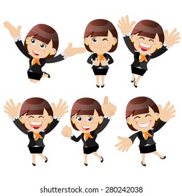 Set of businesswoman characters in different poses