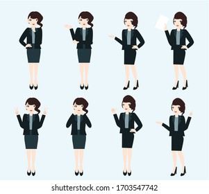 Set of businesswoman pose. Creative idea design. flat vector illustration for template, brochure or presentation.