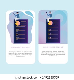 Set of Bussinesman Mobile Aplication for business, finance, data analysis and marketing. Modern flat design concept. Web page design for website and mobile website. Flat vector illustration.