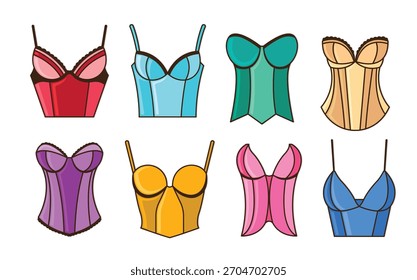 Conjunto de ilustración de Vectores Bustier