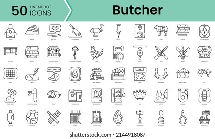 Set of butcher icons. Line art style icons bundle. vector illustration