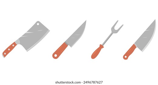 Set of Butcher Knife icon vector Illustration.