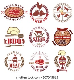 Set of butcher shop labels