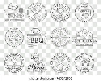 Set of butcher shop labels