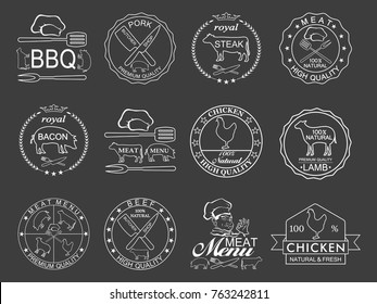 Set of butcher shop labels