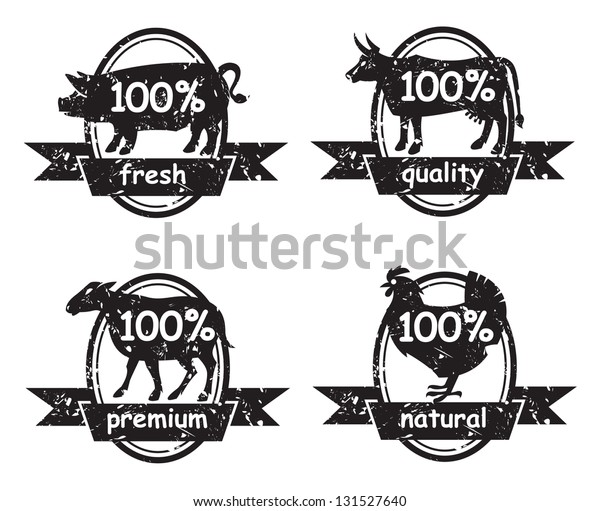 Set of butcher shop
labels
