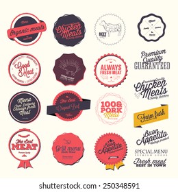 Set of butcher shop labels and badges