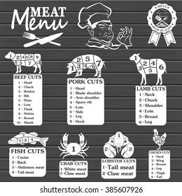 Set of butcher shop labels and design elements