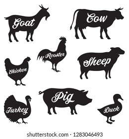 Farm Animals Vector Set Icons Collection Stock Vector (Royalty Free ...