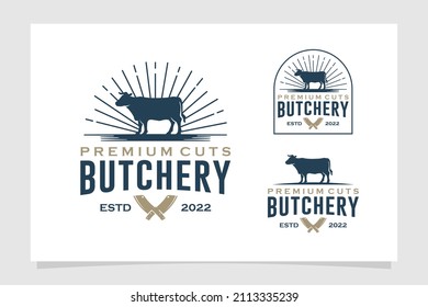 set of butchery logo template